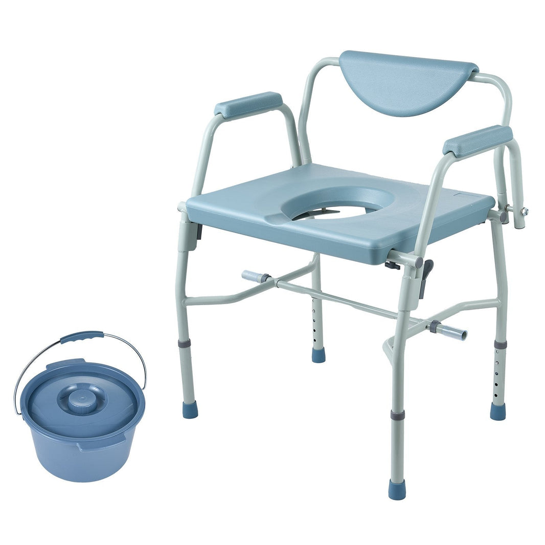 Commode Chair, Bedside Commode With Drop-Down Arms And Detachable Backrest, 5-Level Adjustable Height, 7L Removable Bucket, Easy To Assemble, 1000LBS Capacity, Portable Toilet For Adults Seniors EX-STOCK