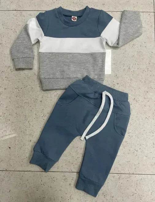 Boy's color Stitching Long Sleeve Trousers Suit Two piece for boys - EX-STOCK Canada