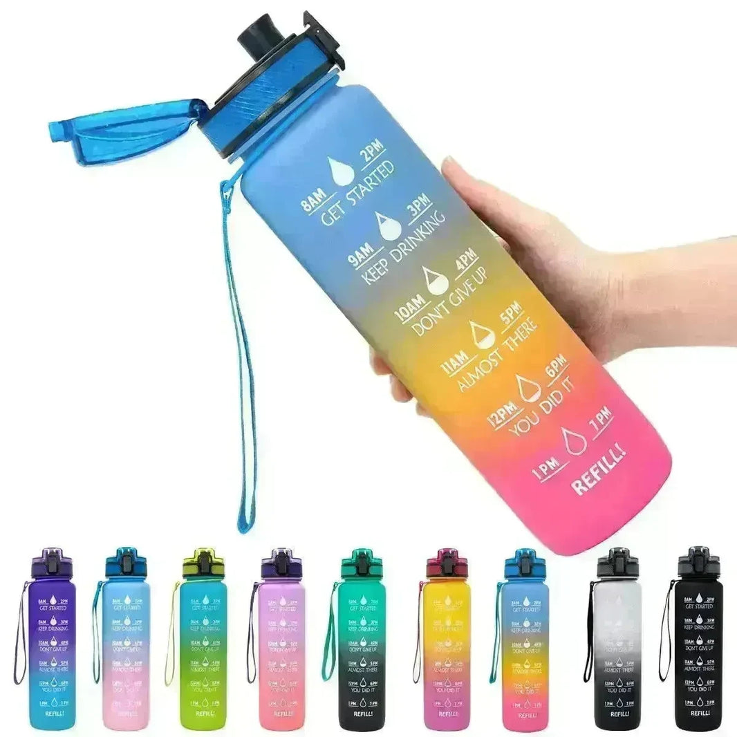 1L Tritan Water Bottle With Time Marker Bounce Cover Motivational Water Bottle Cycling Leakproof Cup For Sports Fitness Bottles - EX-STOCK CANADA