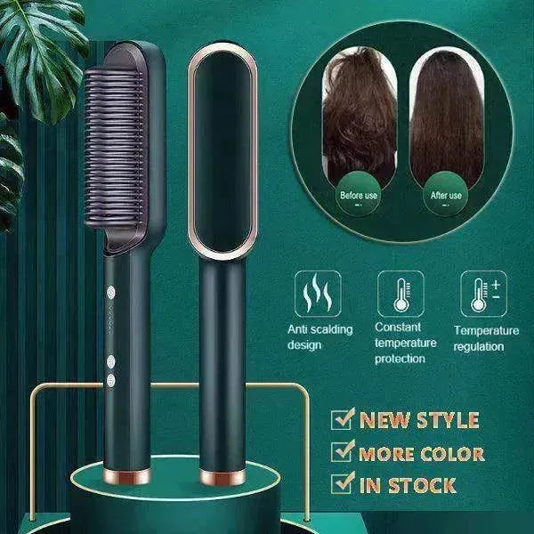 Plancha de Pelo 2 en 1 Peine Caliente - Cepillo Eléctrico Giratorio de Doble Uso - EX-STOCK CANADA