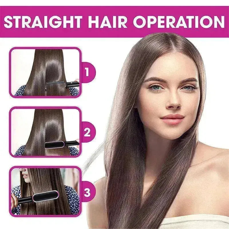 Lisseur de cheveux 2-en-1 Peigne chaud - Brosse électrique rotative à double usage - EX-STOCK CANADA