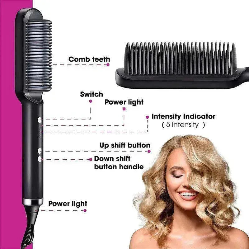 Lisseur de cheveux 2-en-1 Peigne chaud - Brosse électrique rotative à double usage - EX-STOCK CANADA