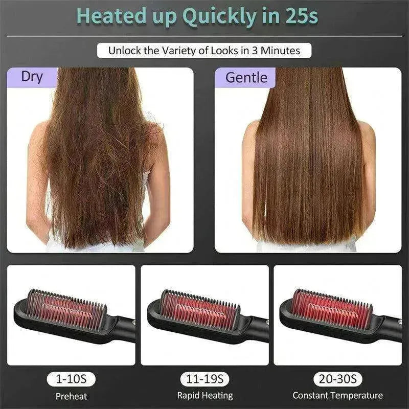 Lisseur de cheveux 2-en-1 Peigne chaud - Brosse électrique rotative à double usage - EX-STOCK CANADA