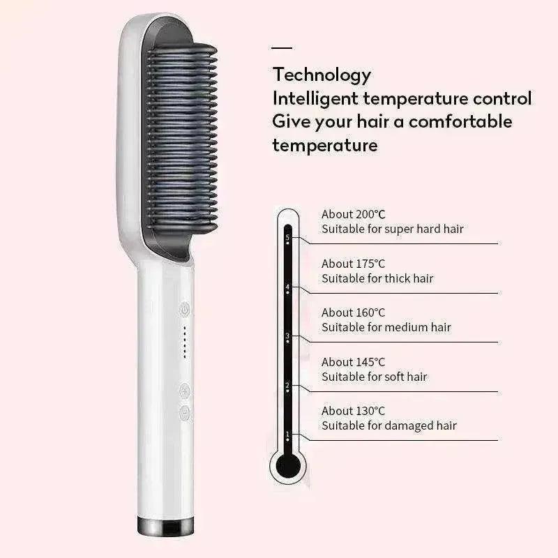 Lisseur de cheveux 2-en-1 Peigne chaud - Brosse électrique rotative à double usage - EX-STOCK CANADA
