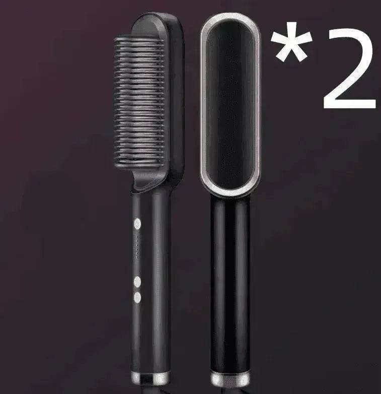 2-In-1 Hair Straightener Hot Comb - Dual-Use Rotating Electric Brush - EX-STOCK Canada