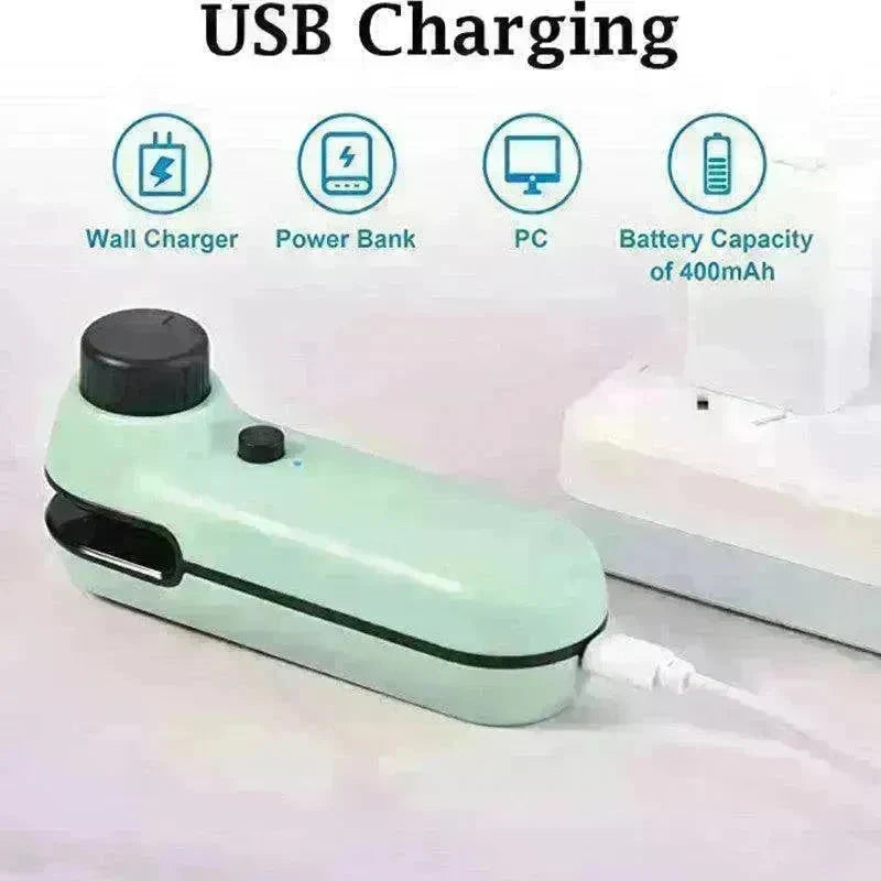 2-in-1 Mini Bag Sealer & Cutter: Rechargeable Heat Seal - EX-STOCK CANADA