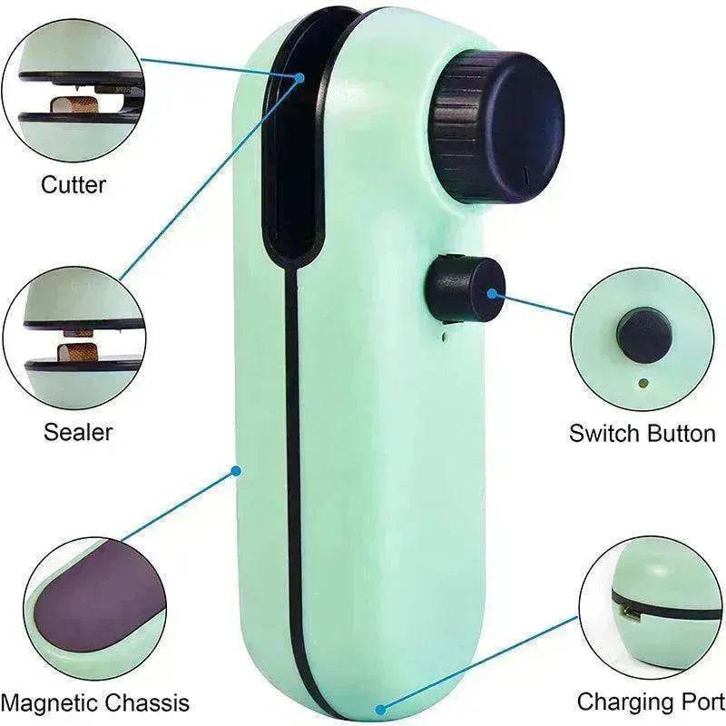 2-in-1 Mini Bag Sealer & Cutter: Rechargeable Heat Seal - EX-STOCK Canada
