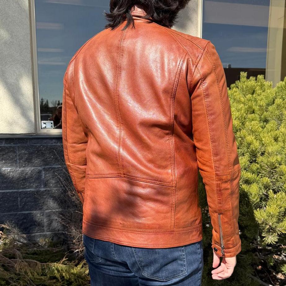 BOL Herren Lederjacke mit Reißverschlusstasche