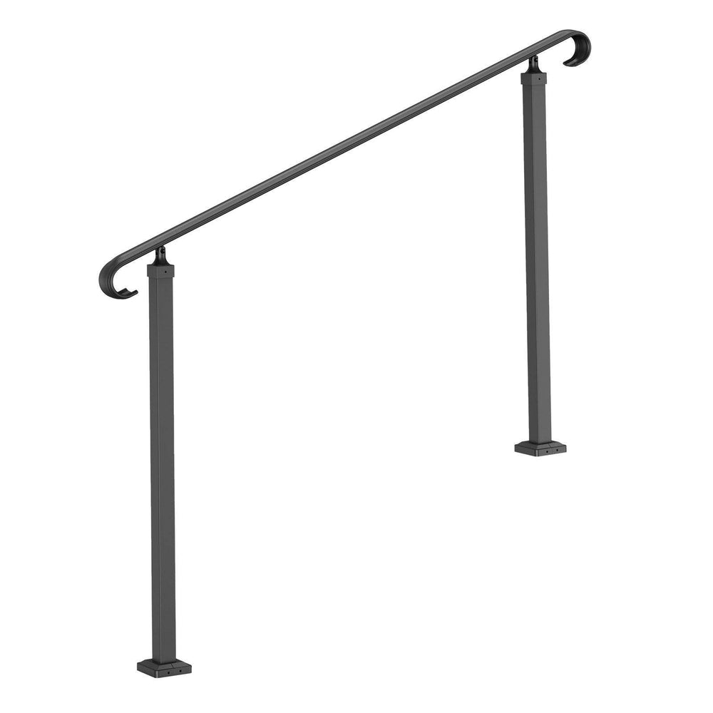 Handrails For Outdoor Steps, Fit 3-5 Steps Outdoor Stair Railing, Wrought Iron Handrail, Flexible Front Porch Hand Rail, Black Transitional Hand Railings For Concrete Steps Or Wooden Stairs - EX-STOCK Canada