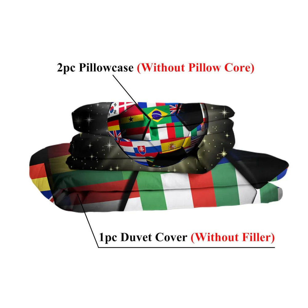 3D Soccer Ball Bedding Set Football World Flags Print Duvet Cover Sets For Teen Boys Sports Bedding Sets Universe Stars Black Bed Quilt Cover EX-STOCK Canada