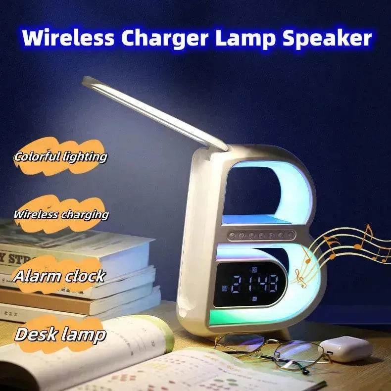 2025 New B-Shaped Portable Bluetooth Speaker Multifunctional Smart Music Rhythm LED Lighting Phone Wireless Charger TF Card AUX Input Standard Mode - EX-STOCK Canada