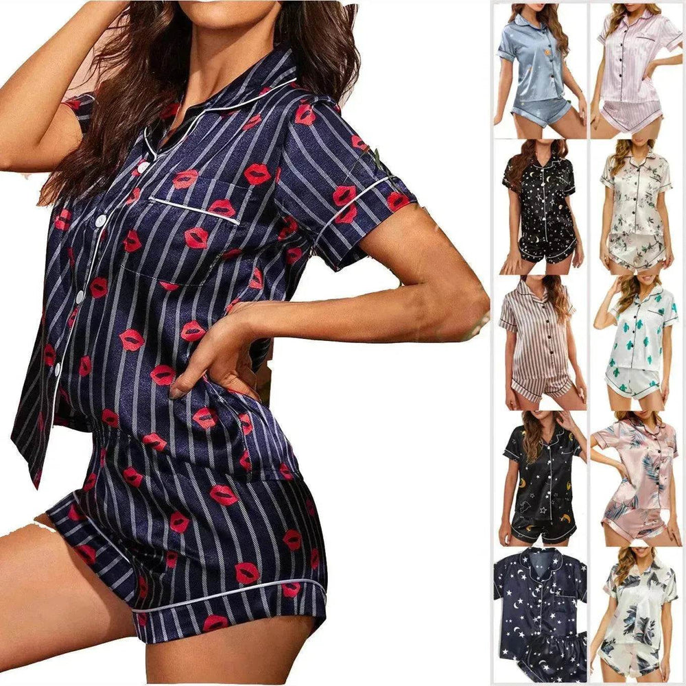 Floral Pyjamas – Satin Camisole and Shorts Sleepwear Set - EX-STOCK Canada