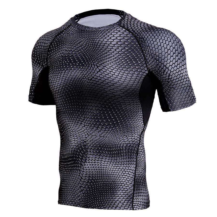 Men’s Compression Workout Shirt – Short Sleeve MMA BJJ Rash Guard Gym Training Top