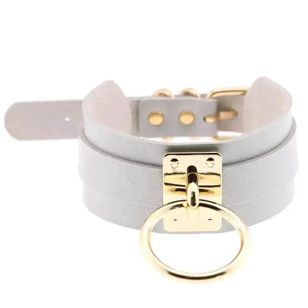 Gothic Punk Wide PU Leather O Ring BDSM Collar Choker Necklace Women Bondage Collar - EX-STOCK Canada