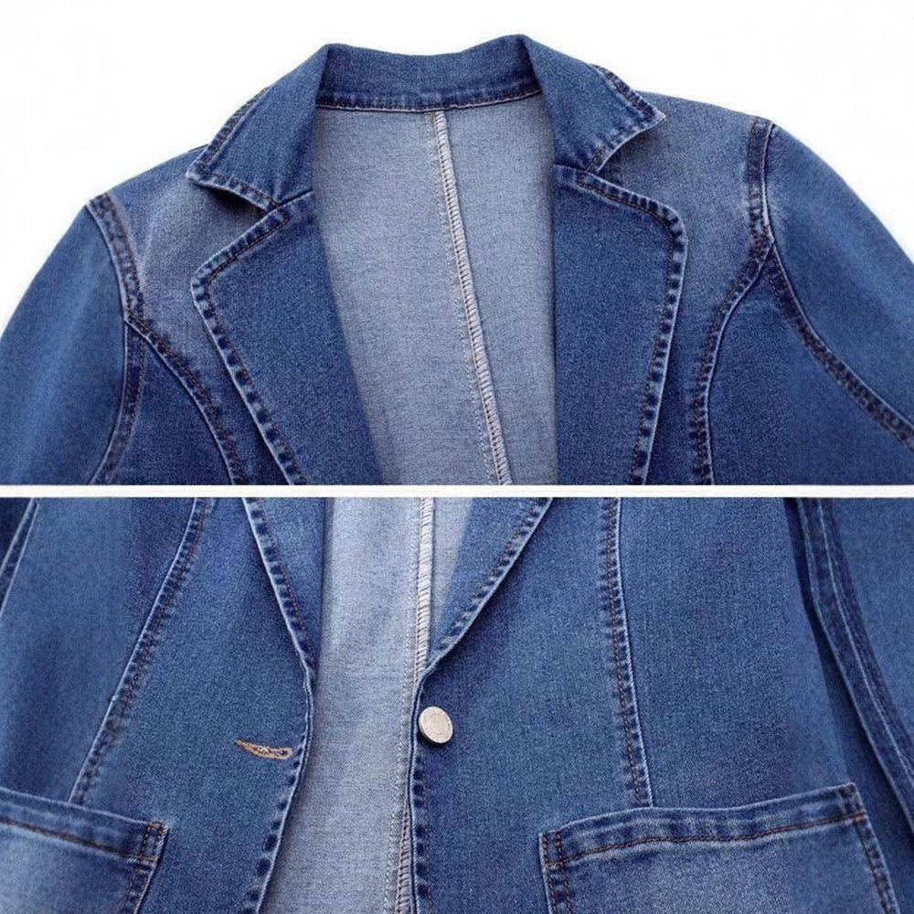 Spring And Autumn New Denim Jacket For Women, Slim Fit, Suit Collar, Solid Color Cardigan, One Button Top, Trendy EX-STOCK Canada