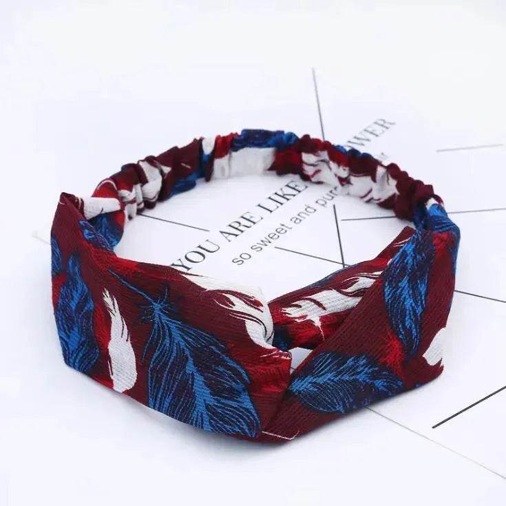 Women Retro Style Knotted Hairband floral Print Cross Headband - EX-STOCK Canada