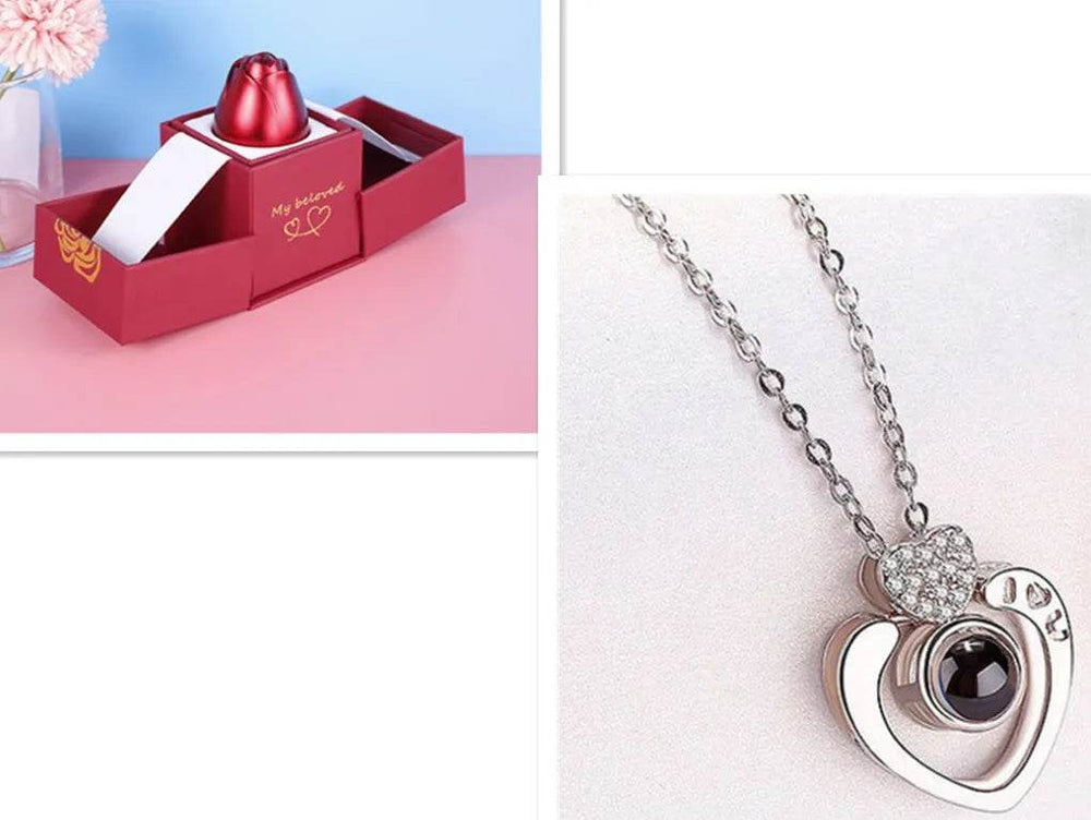 Hot Valentine's Day Gifts Metal Rose Jewelry Gift Box Necklace For Wedding Girlfriend Necklace Gifts - EX-STOCK Canada