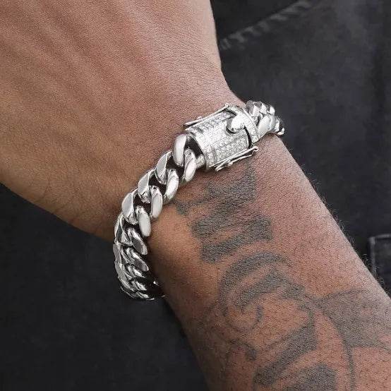 Men's Cuban Link Chain Titanium Steel Silver Bracelet - EX-STOCK Canada