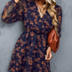 Casual V-neck Summer Spring Long Sleeve Floral mini Chiffon Dress - EX-STOCK Canada