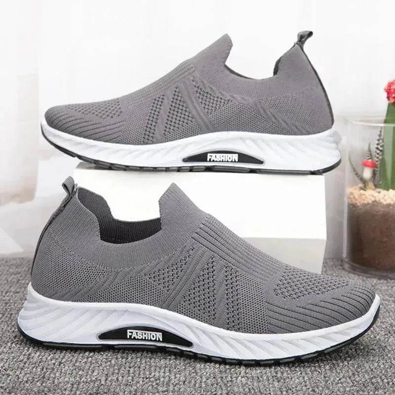 Casual Slip-on Mesh Sports Shoes Flying Woven Soft Breathable Running Walking Flat Shoes Men - EX-STOCK Canada