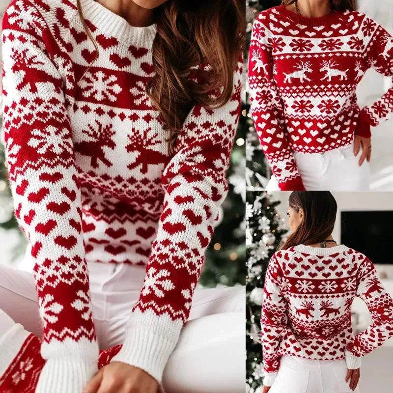 Christmas Elk Long Sleeve Knitted Sweater - EX-STOCK Canada