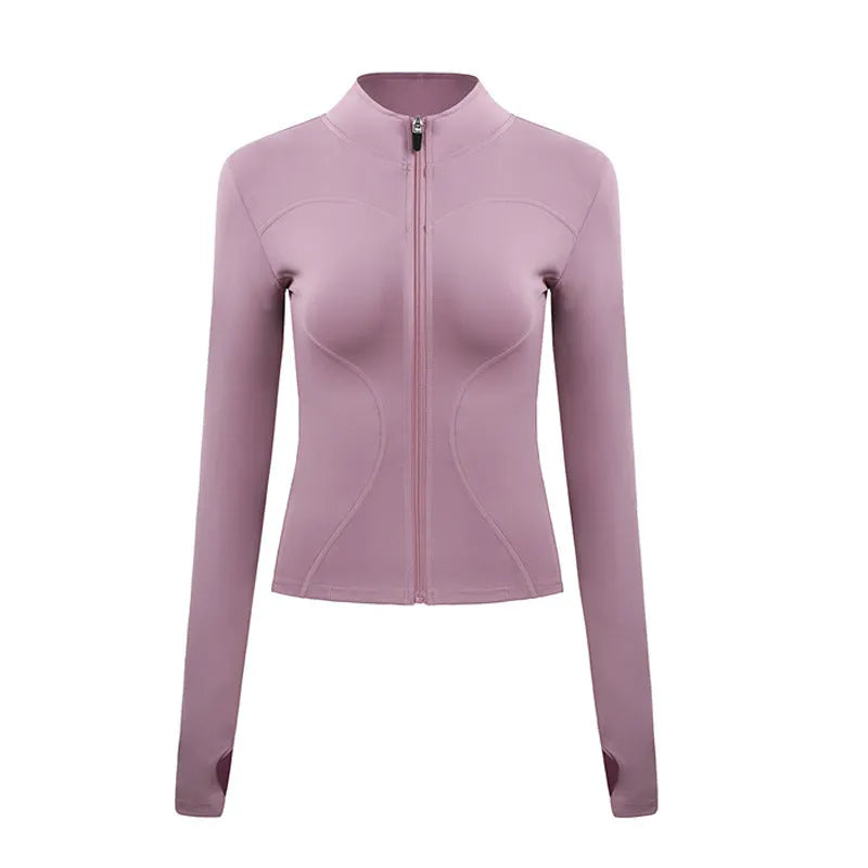 Long-sleeved Tight Jacket Workout Clothes Top Zipper Yoga Clothes - EX-STOCK CANADA
