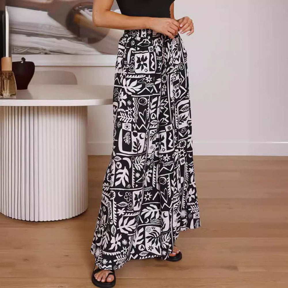Printed Comfortable Casual High Waist Wide-leg Floral Palazzo Trousers women - EX-STOCK Canada