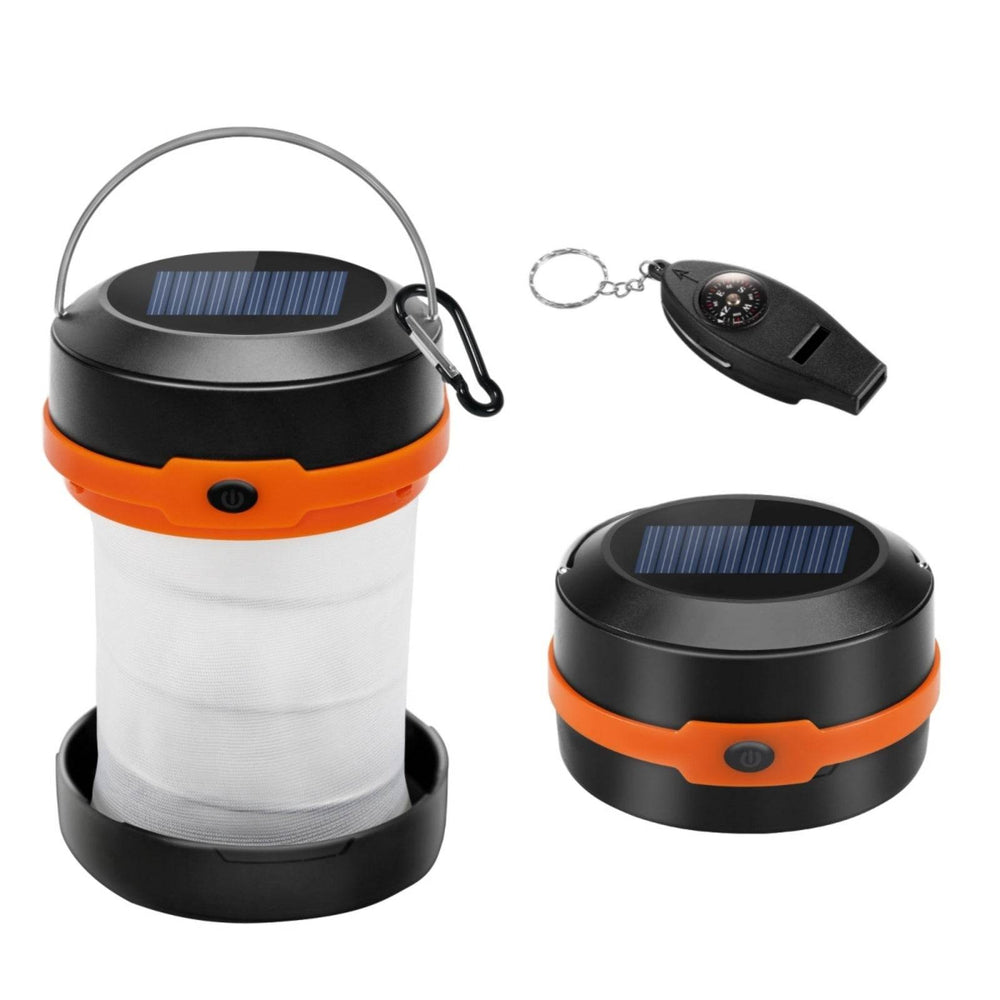 Wanjo Collapsible LED Solar Camping Lights With Free Multifunctional Whistle, Rechargeable Camping Latern, Portable Outdoor Gear For Camping Travel Fishing - EX-STOCK Canada