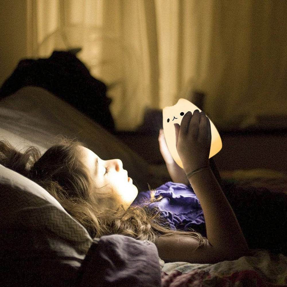 Children Night Light, EECOO Cute Cat Lamp Soft Silicone Sensitive Tap Control Decompression Toy - EX-STOCK Canada