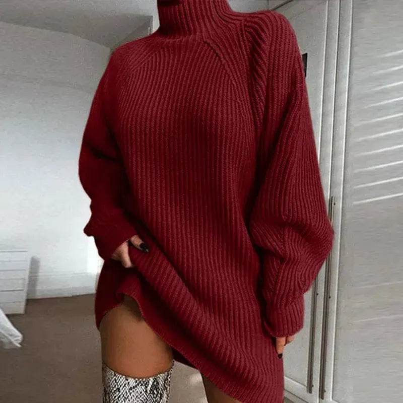 Winter Solid Mini Jumper Dress Turtleneck Sweater Dress - EX-STOCK Canada