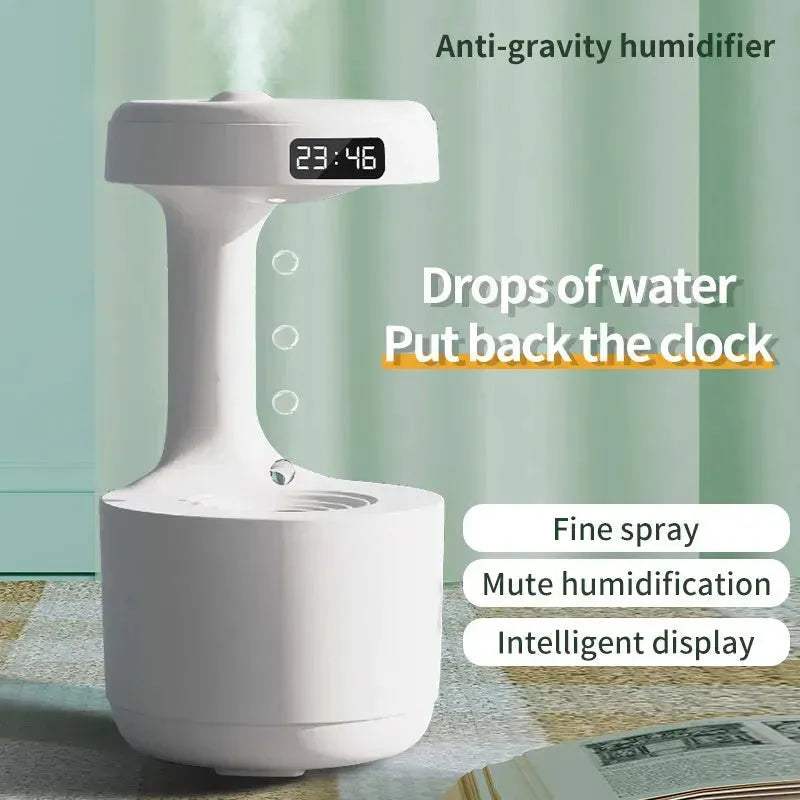Bedroom Anti-Gravity Humidifier With Clock Water Drop Backflow Aroma Diffuser Large Capacity Office Bedroom Mute Heavy Fog Household Sprayer - EX-STOCK CANADA