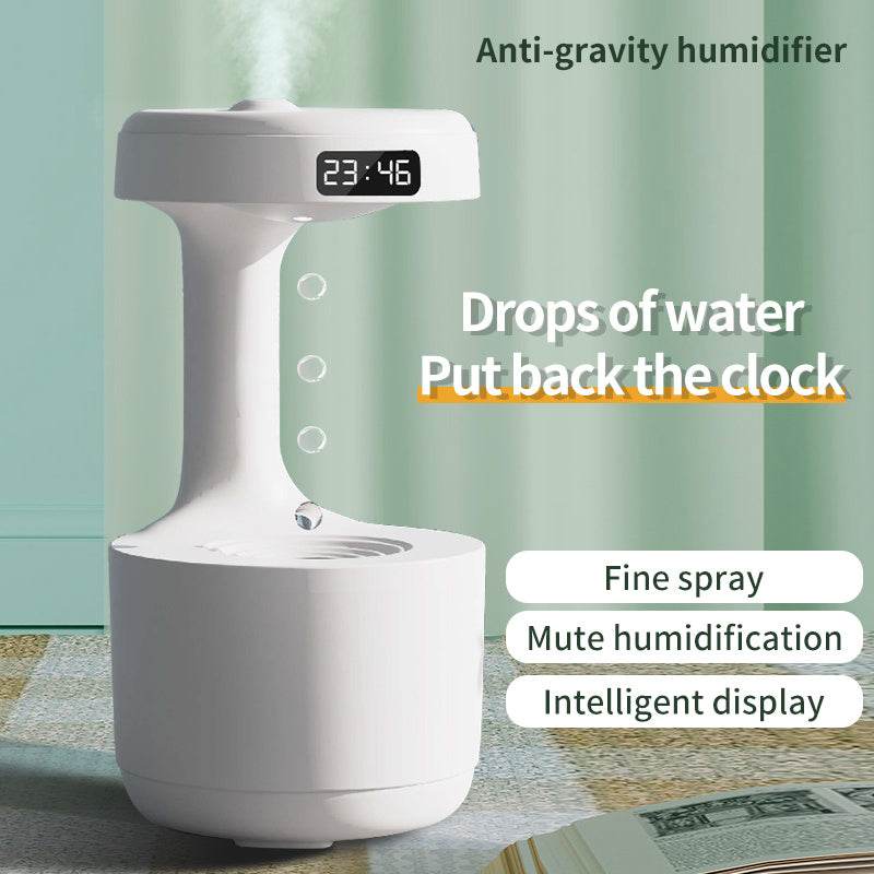 Bedroom Anti-Gravity Humidifier With Clock Water Drop Backflow Aroma Diffuser Large Capacity Office Bedroom Mute Heavy Fog Household Sprayer - EX-STOCK Canada
