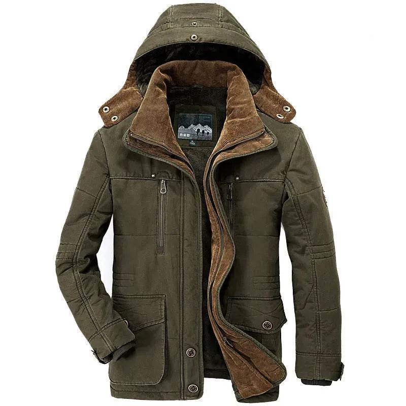 Thickened multi-pocket hooded men's cotton coat - EX-STOCK Canada