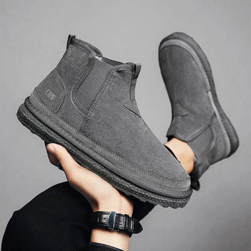 Winter Fleece Snow Boots Round-toed Flat Shoes Casual Warm Sports Shoes Men Ankle Boot - EX-STOCK Canada