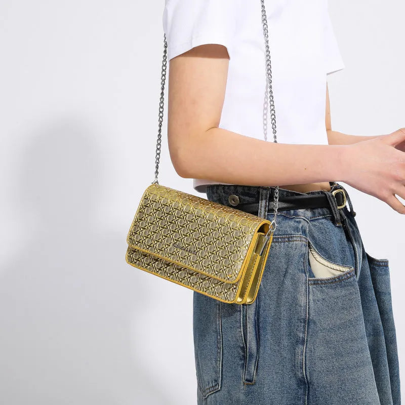 Luxury Women's Chain Embossed Square flap Shoulder Bag for women - EX-STOCK CANADA