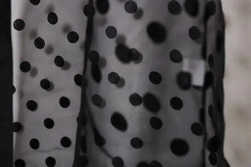 Middle East Apparel Women's Cross-border Polka Dot Perspective Cardigan Long Shawl Open Front Abaya Kimono Abaya for Dubai Turkey Women Two piece - EX-STOCK Canada