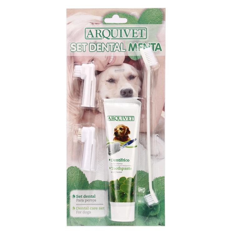 Juego de cepillo de dientes y pasta de dientes para mascotas