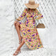 Fashion Florals Print Long Sleeve Dress Casual Holiday Tight-waisted V-neck Dresses Women Clothing - EX-STOCK Canada