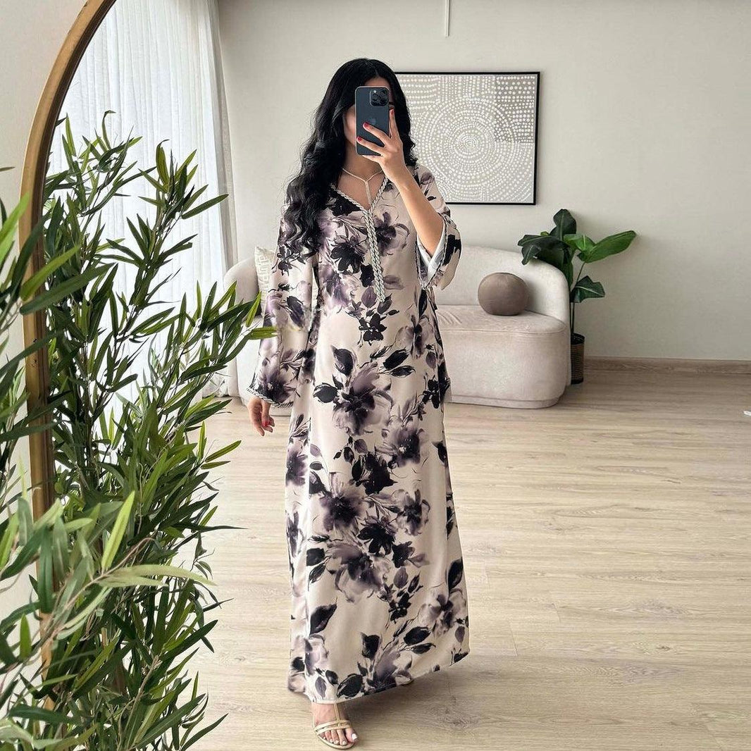 Muslim Arabic Dubai Printed Robe EX-STOCK Canada