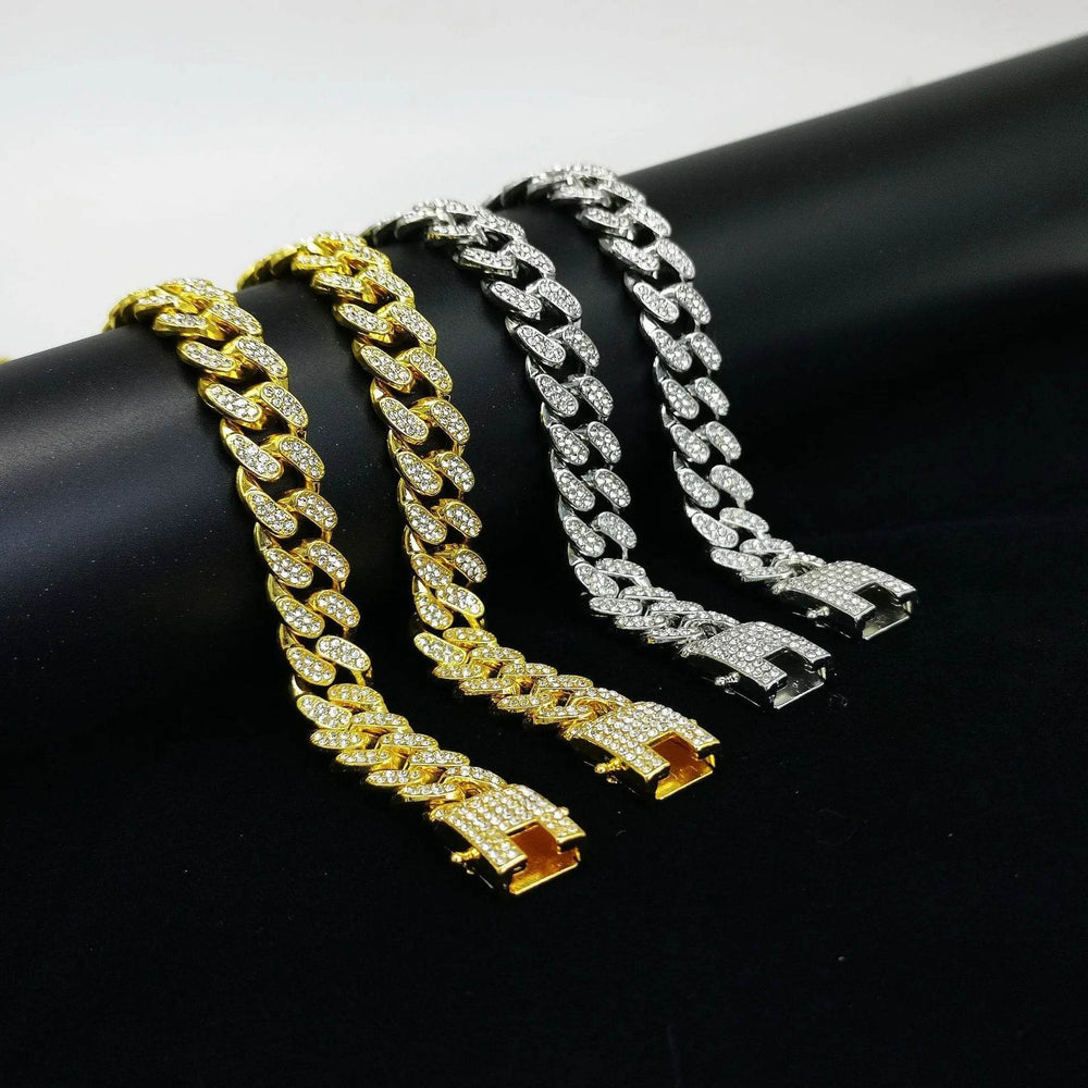 Flat Cuban Link Chain Diamond Bracelet - EX-STOCK Canada