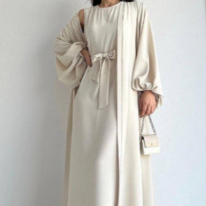 Women's Fashion Muslim Dress Lace-up Waist-controlled Baggy Coat Long - EX-STOCK Canada