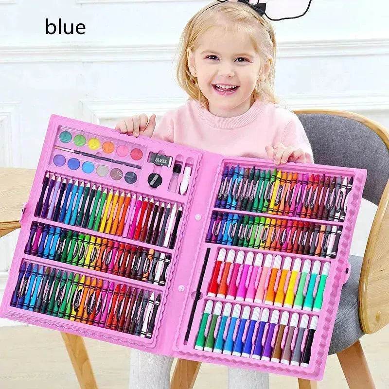 Double Panel Easel Version Watercolor Pen Set Brush Crayon Oil Pastel Children Painting Coloring Drawing Art set. - EX-STOCK Canada