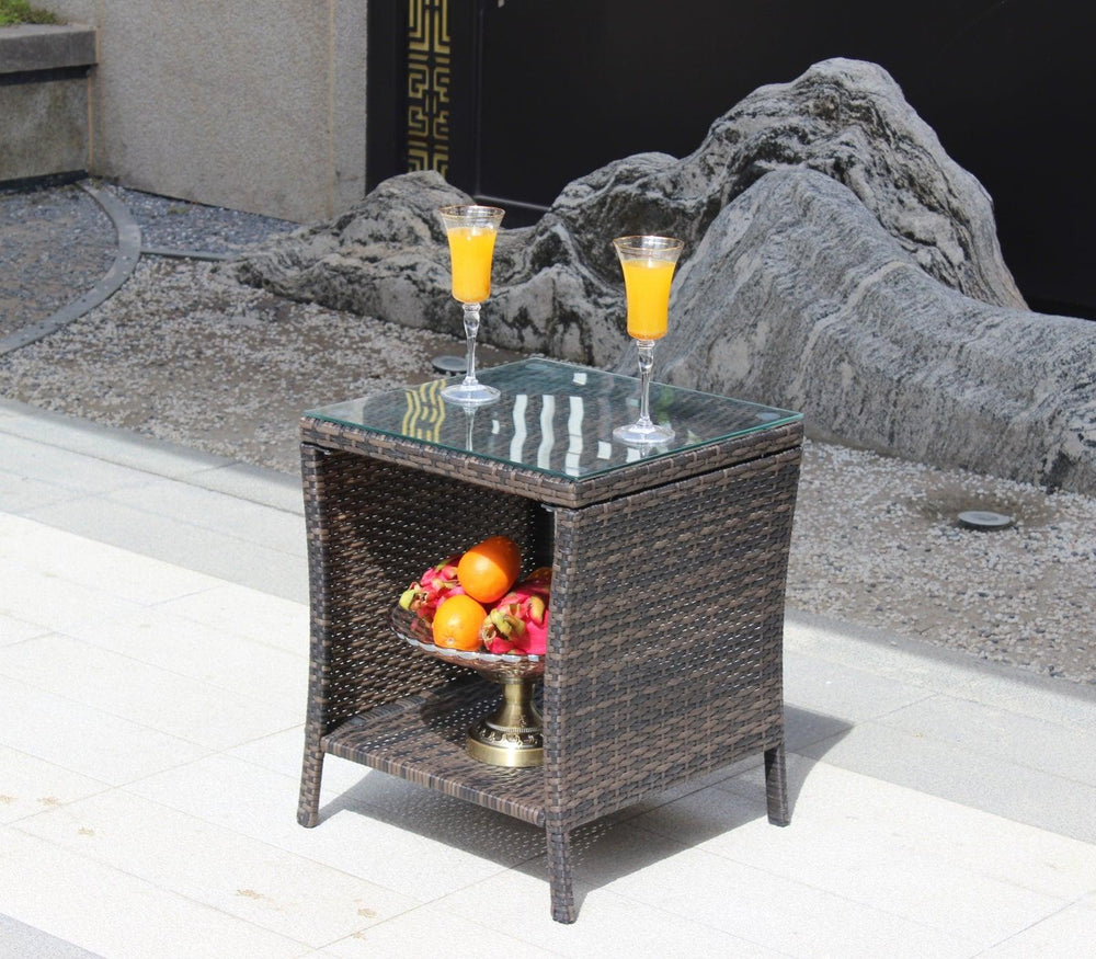 Muebles de Patio al Aire Libre 1 Mesa de Café con Vidrio Templado TransparenteEX-STOCK Canada