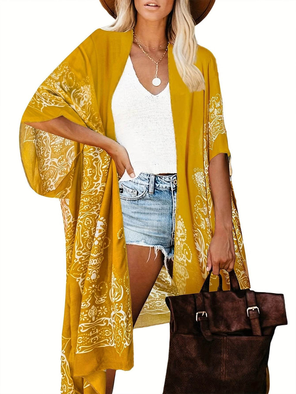 Spring Summer Printed Sun Protection Beach Kimono Cardigan Blouse top Women - EX-STOCK Canada
