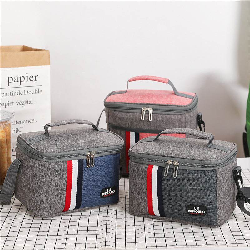 Striped Insulated Lunch Bag – Stylish Portable Tote for Work - EX-STOCK Canada