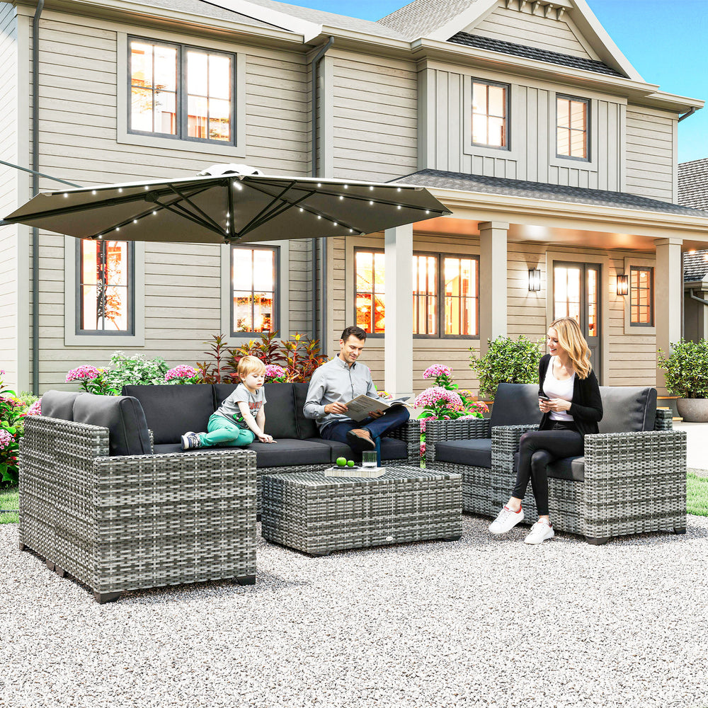 Conjunto de muebles de patio, cojines, sofá, love seat, mesa de almacenamiento, grisEX-STOCK Canada