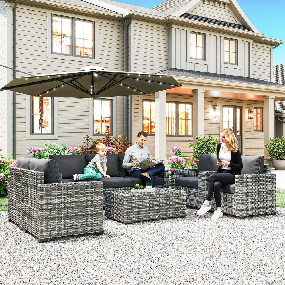 Gartenmöbel-Set, Kissen, Sofa, Zweisitzer, Aufbewahrungstisch, GrauEX-STOCK Canada