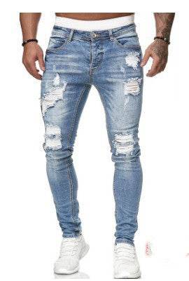 Slim fit Ripped Straight leg denim Jean Pant trousers for men - EX-STOCK Canada