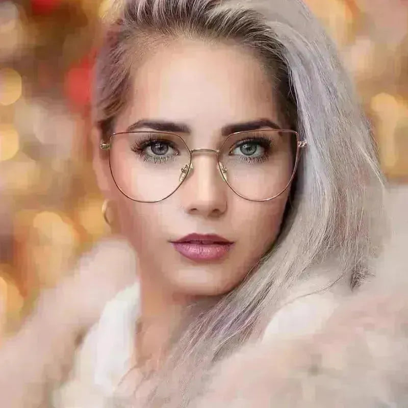 Piatto da donna Anti-Blue Light Glasses Fashion Metal grande cornice