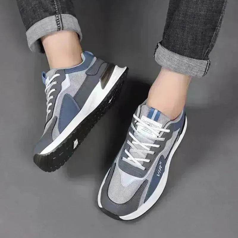 Men's Color Block Mesh Shoes Fashion Casual Lace-up Sneakers Outdoor Breathable Running Sports Shoes - EX-STOCK Canada